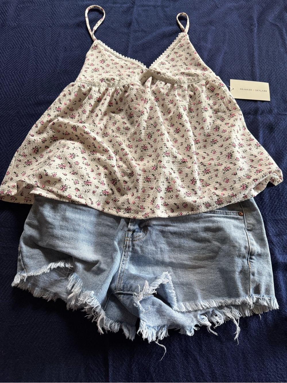 Beautiful Floral Babydoll Blouse Eyelet FRANKEE & SKYLARR Bohemian
